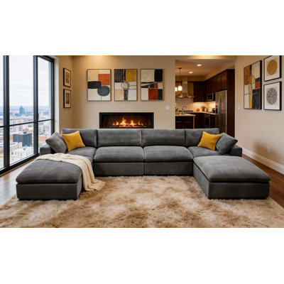 Grain de café modulaire entièrement rembourré avec coussins décoratifs
