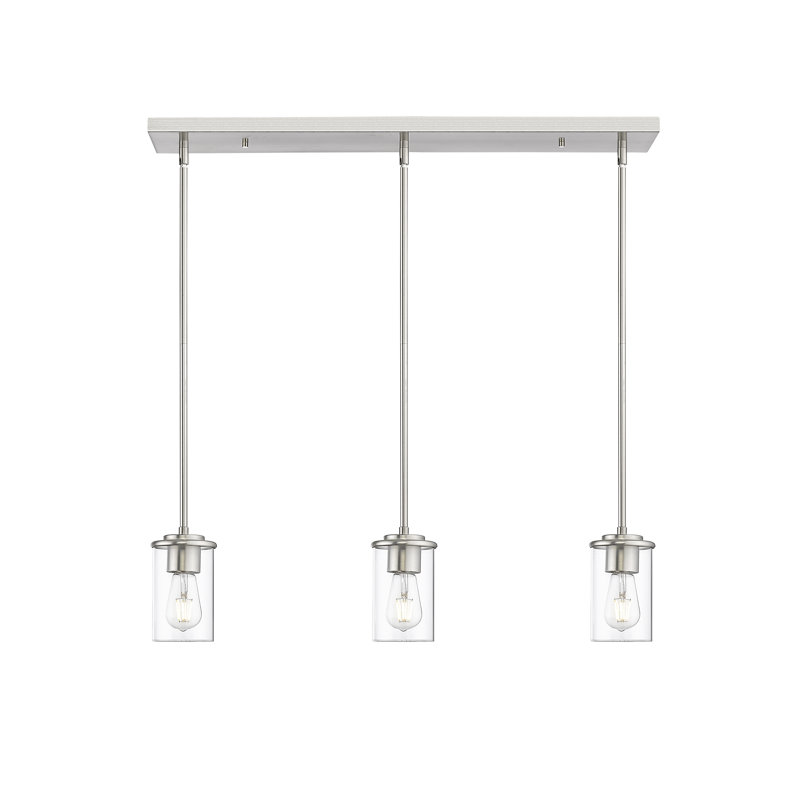 Luminaire suspendu pour îlot de cuisine 3 lumières Sunnah, Nickel brossé