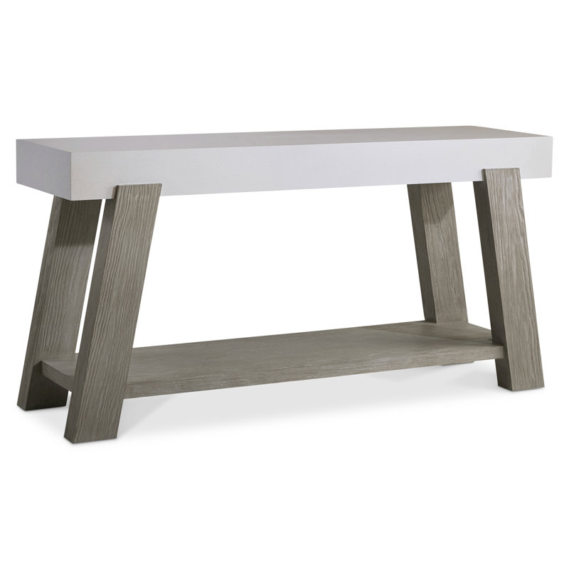 Quarry Faux Stone & Gris Pine 68'' Modern Console Table with Storage