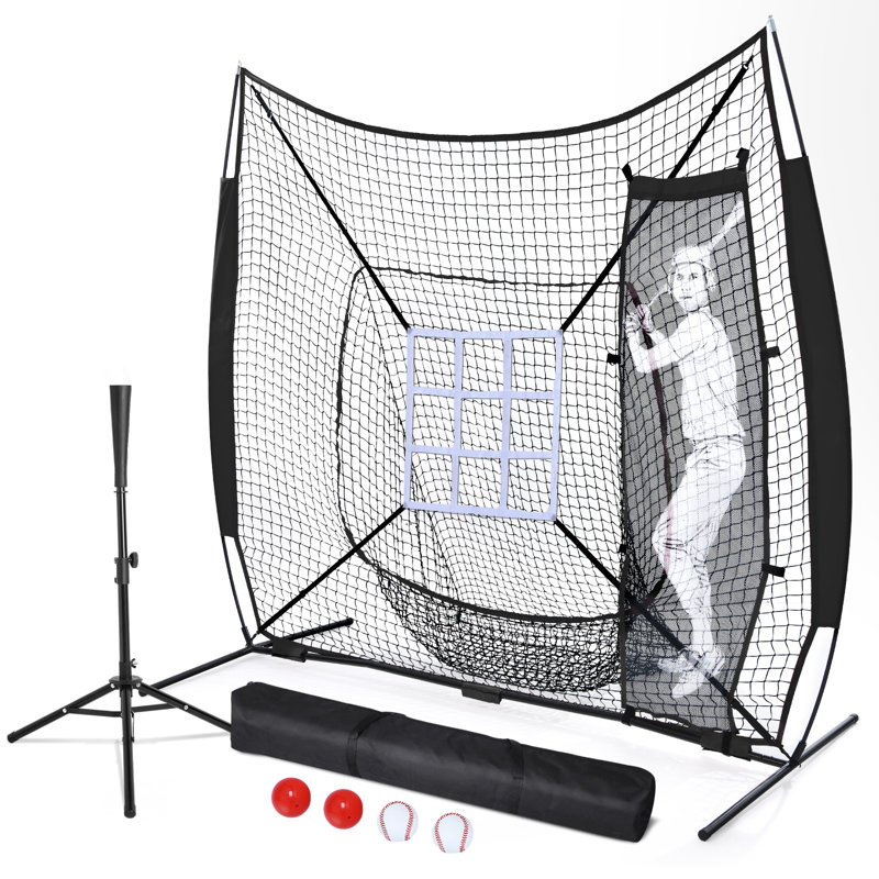 Baseball Softball Hitting Pitching Batting Practise Net With Batting, Black