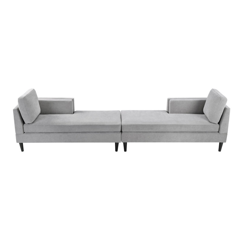 Méridienne moderne de 53,5 po avec accoudoirs double couche, Gris
