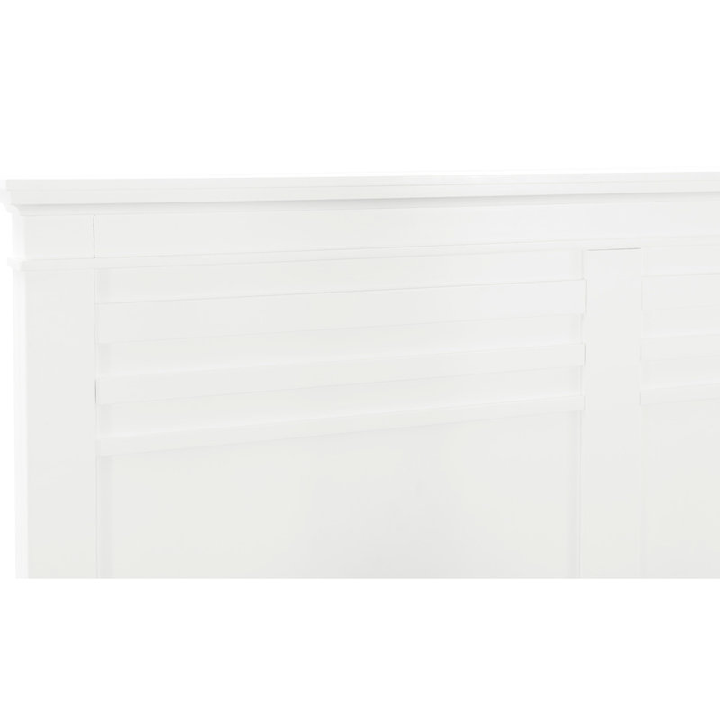 Grand lit à panneau blanc - Mobilier de chambre à coucher transitionnel en bois avec tête de lit, Blanc, Grand lit