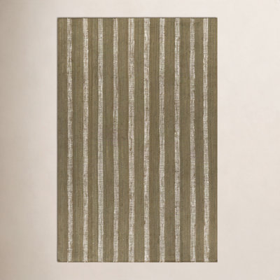 Aadison Green Hand-Woven Striped Jute Rug