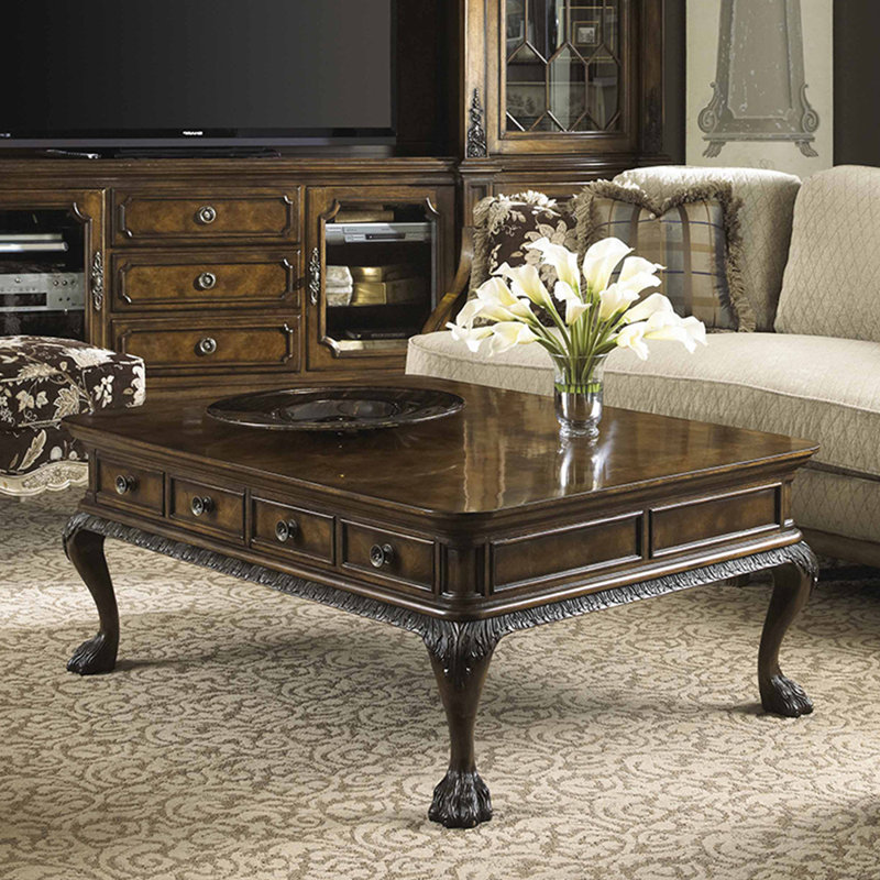 American-style carved rectangular coffee table