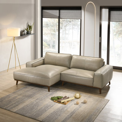 99" Blayke Genuine Leather Sectional Mid-Century Modern L-Shaped Sofa with Chaise