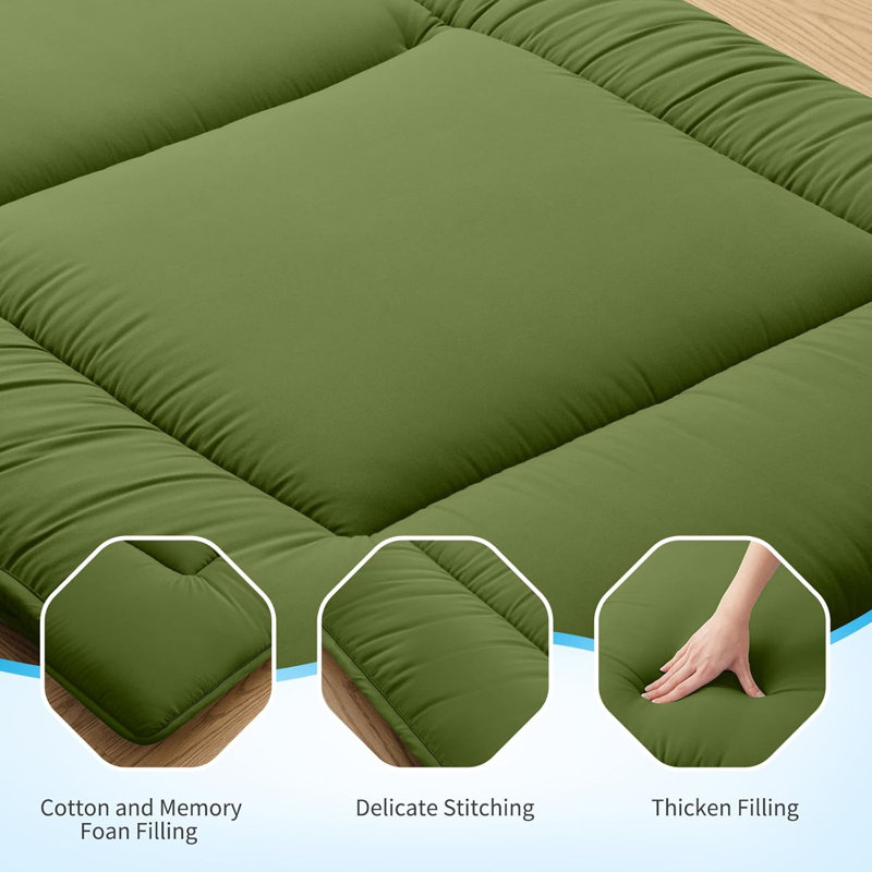 Japanese Futon Mattress,Floor Mattress Thicken Sleeping Mattress Foldable & Portable Roll Up Camping Mattress,Army Green