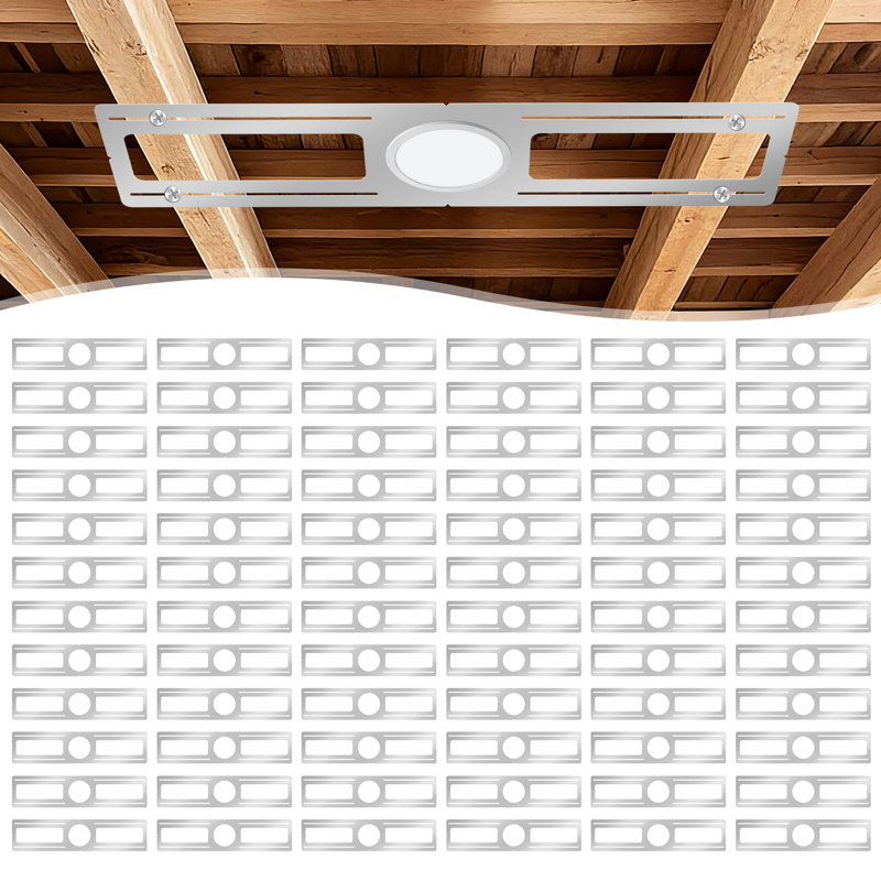 Ensemble de 72 plaques de montage de nouvelle construction, ensembles de boîtiers d'éclairage encastrés à DEL de 4 po, support brut en acier plat pour barre d'éclairage à DEL, plaque de boîtier d'éclairage encastré peu profond