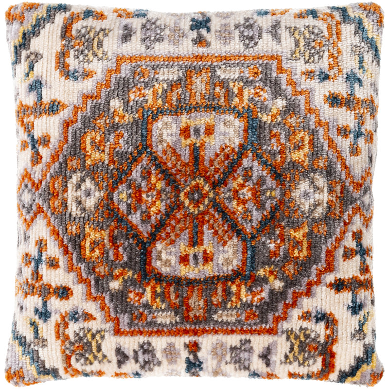 Savona Updated Throw Pillow, Down, 27" x 27", Beige/Blue