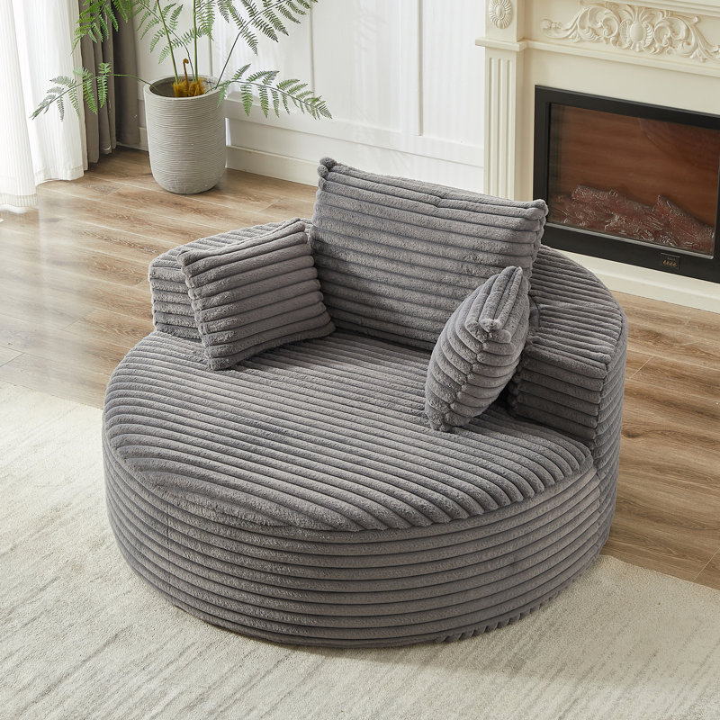 Canapé simple rembourré, Gray Corduroy
