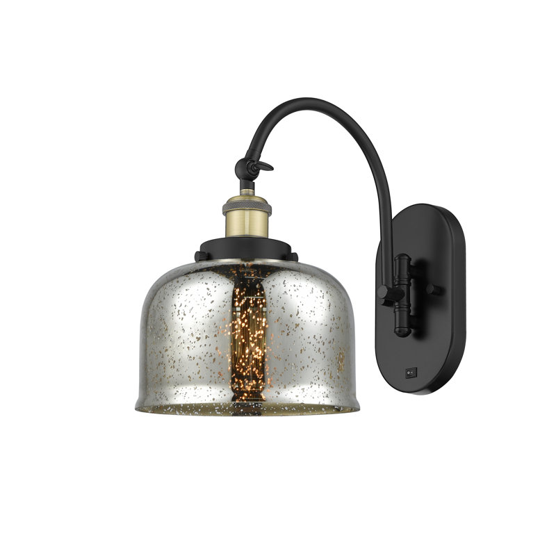 Shauna Swing Arm Sconce, No Bulb Included, Black/Antique Brass