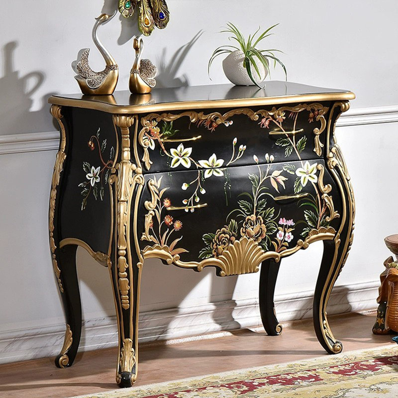 Console en bois massif noir + bois manufacturé
