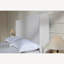 Queen Size Textured Canvas Chenille Look Ivory Upholstered Wingback Bed
