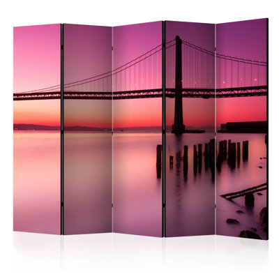 225cm W x 172cm H 5 - Panel Solid Wood Folding Room Divider