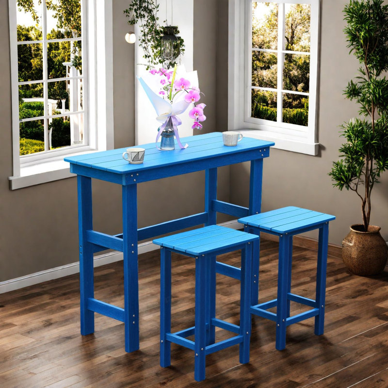 Ensembles de table de salle à manger en PEHD durable, bleu marine, pour les espaces extérieurs