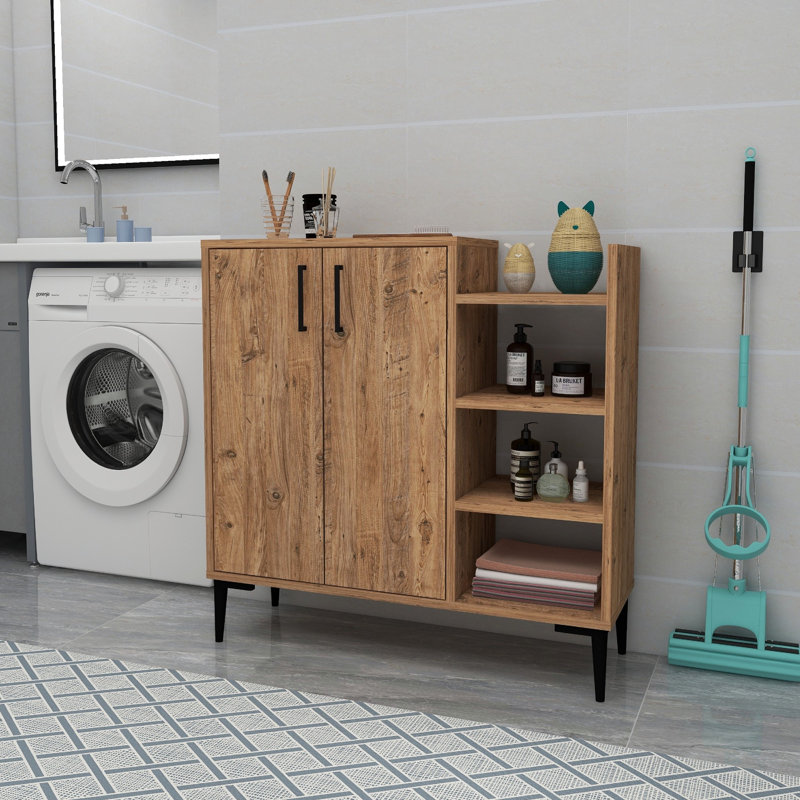Armoire polyvalente rustique, finition pin atlantique, 35,4 x 35,6 x 11,6 pouces | 100% panneau de particules enduit de mélamine, épaisseur: 0,7 pouce | Comprend de nombreuses tablettes et une fixation murale, idéale pour le rangement et l'organisation