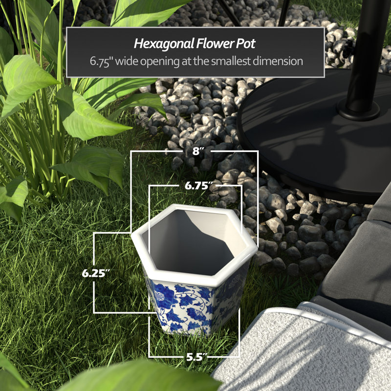 Ceramic Planter, 6.25" H x 8" W x 7" D