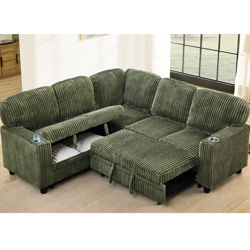 Lit convertible convertible en forme de L avec 5 tiroirs, rangement pratique et ports Type-C pour jeunes professionnels encastrés