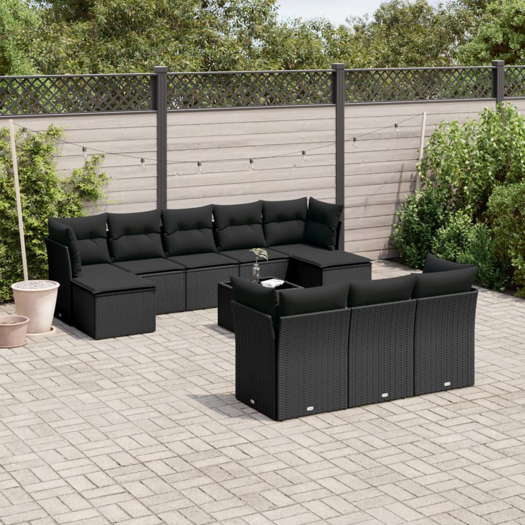 Vidaxl 11-Tlg. Garten-Sofagarnitur Mit Kissen Grau Poly Rattan