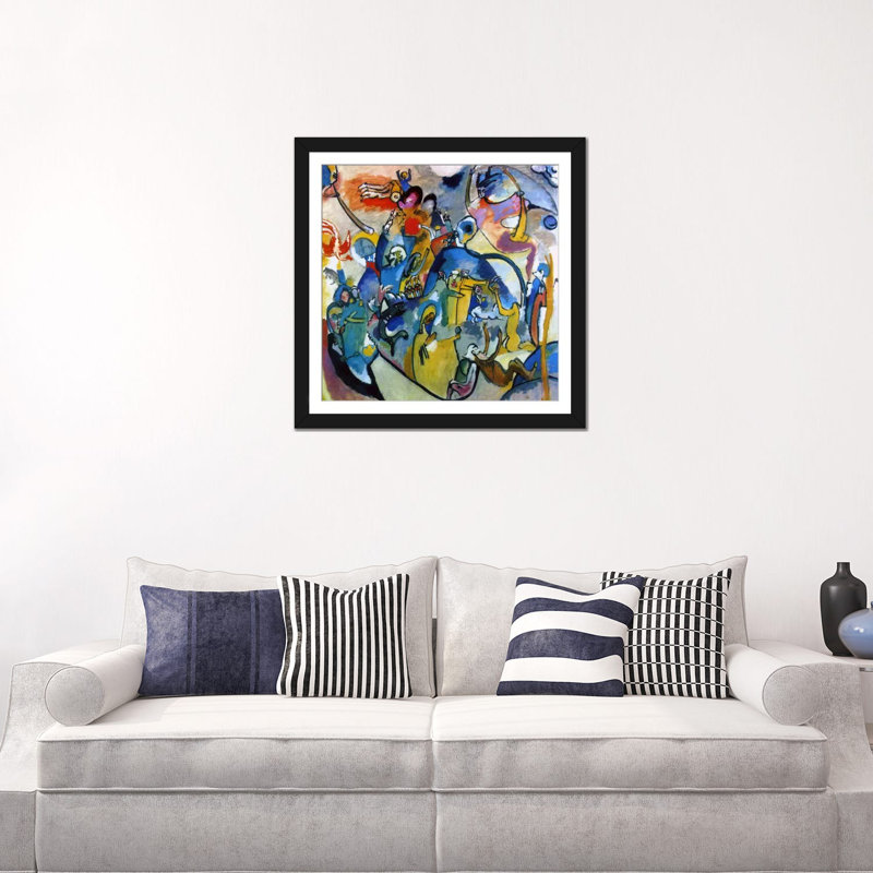 «All Saints Day II» par Wassily Kandinsky, impression sur toile, H 24 po x l 24 po x P 1 po, Papier d'art encadré noir, Blanc