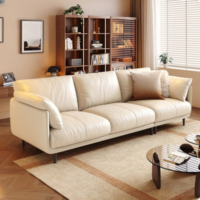 White Genuine Leather Modular Sofa cushion couch
