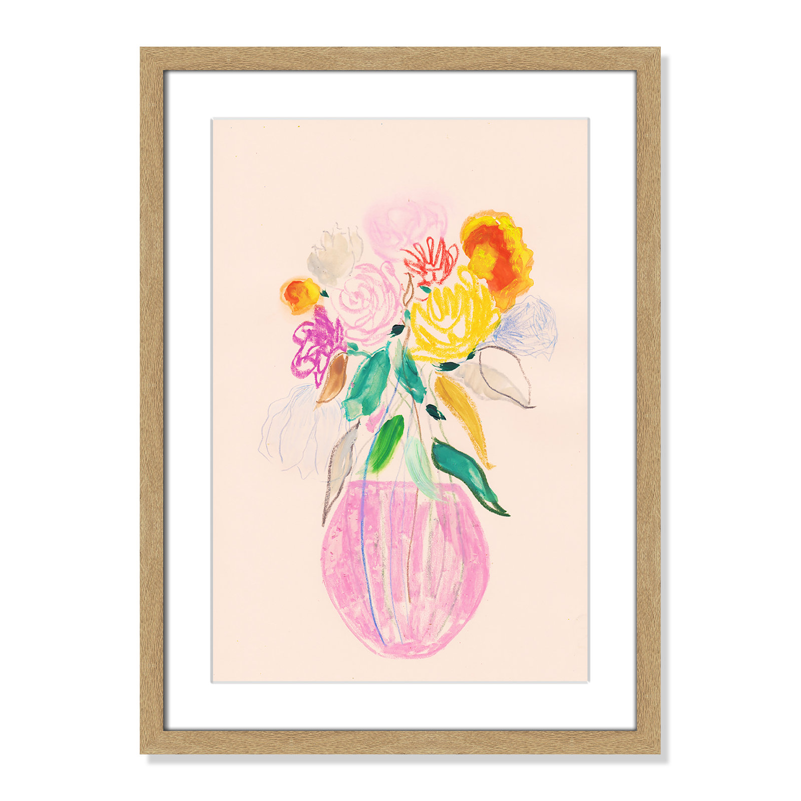 Simple Floral Collection "Simple Floral I" Print by Bea Dina, Natural Single Picture Framed Paper, White