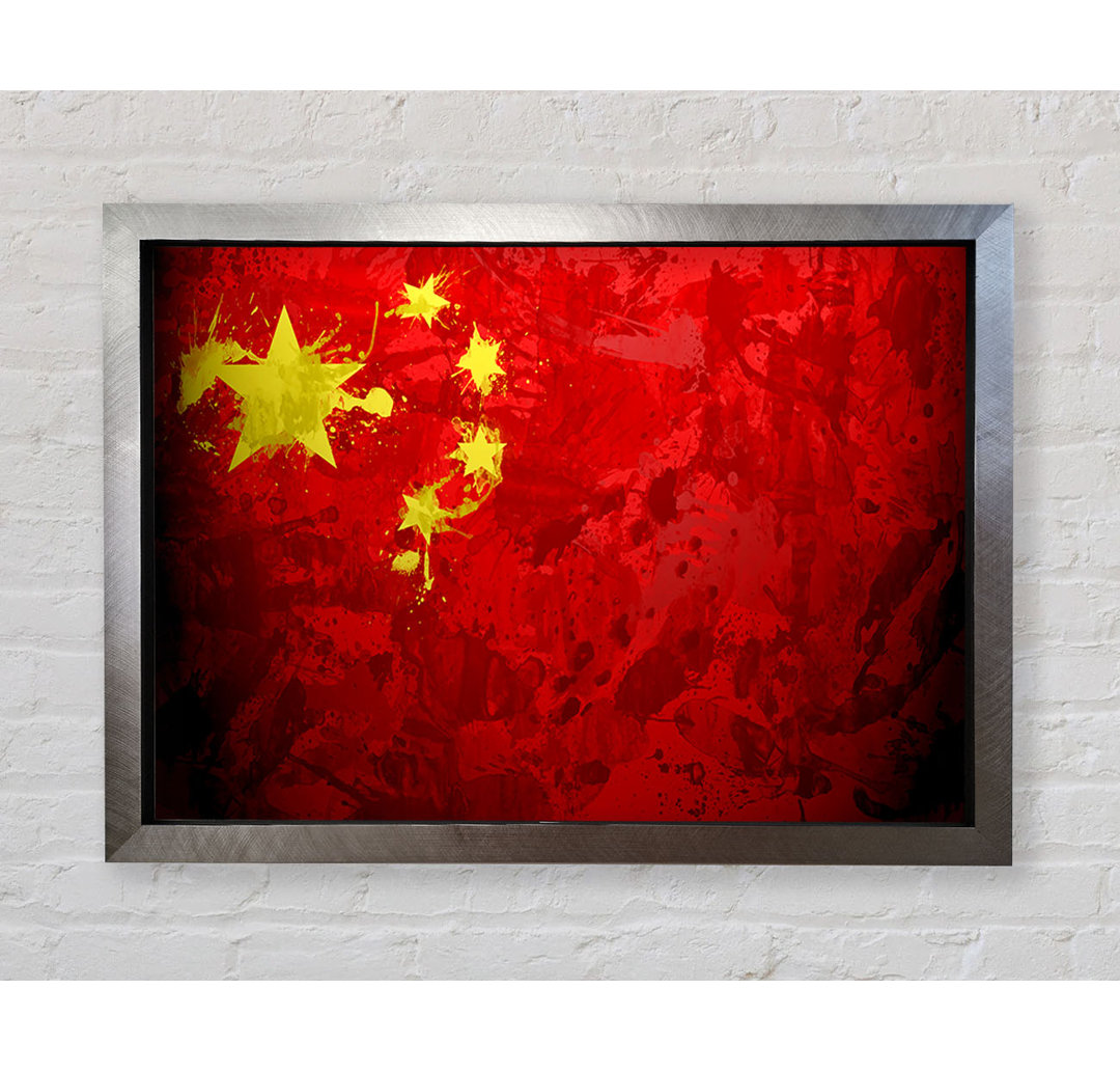 China Flagge Grunge - Einzelner Bilderrahmen Kunstdrucke