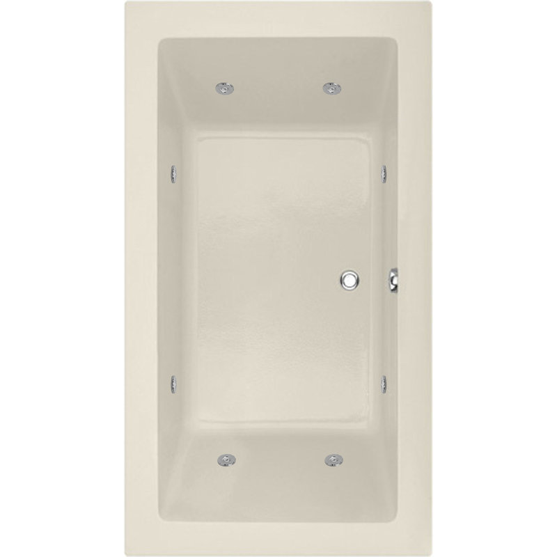 Danika 73'' x 41'' Whirlpool Acrylic Bathtub, Biscuit, Polished Chrome