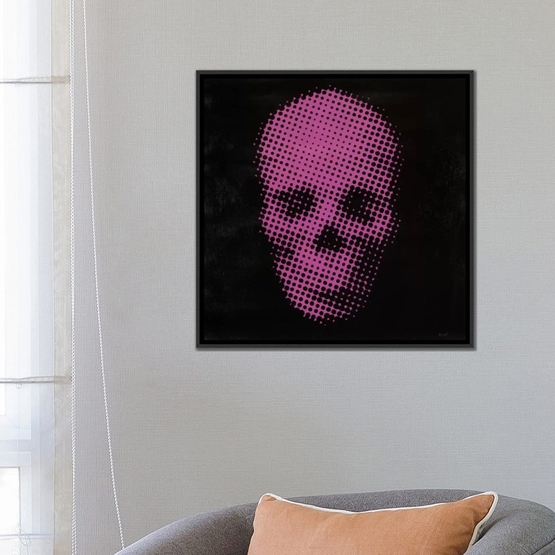 « rose crâne », impression sur toile, H 37 po x l 37 po x P 1,5 po, Toile avec cadre noir, Pas de tapis