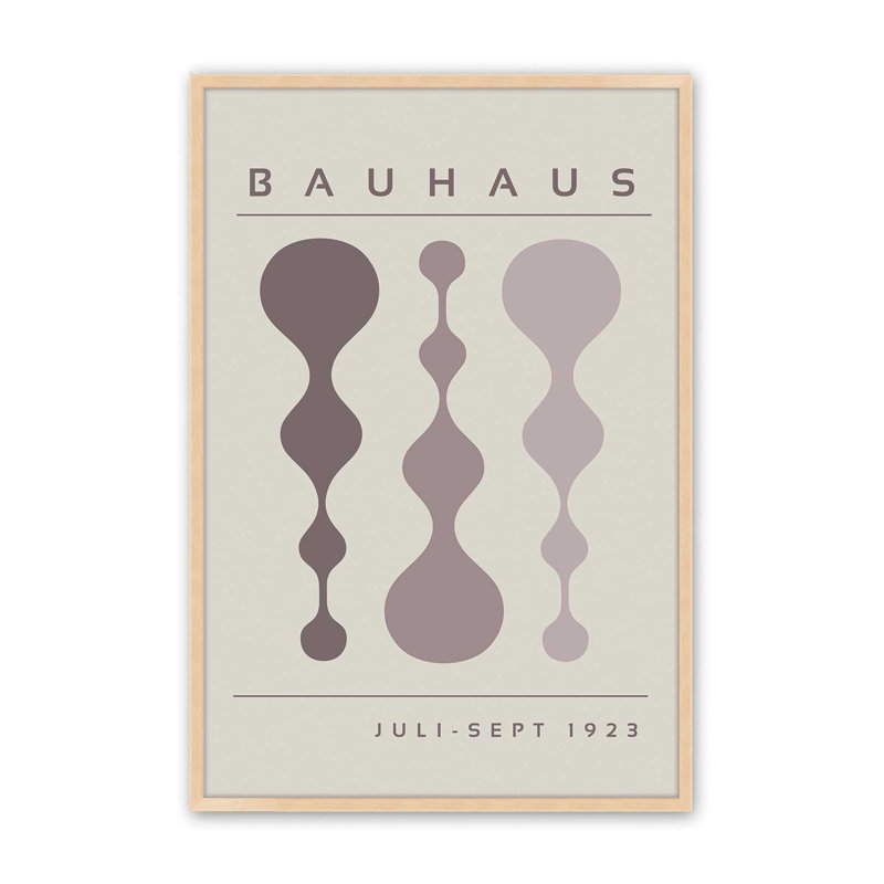 «Warm Taupe», affiche rétro Bauhaus, Érable brut, H 37 po x l 25 po