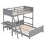 Lit superposé simple au-dessus d'un lit double gris avec bureau de rangement en bois massif et pour chambre à coucher organisée dans des tons confortables-118034004