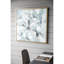 Grande peinture à l'huile moderne de 39,5 po x X, art mural carré doré, abstrait bleu et gris, tendue sur bois, peinture sur toile à 40% avec cadre, gris abstrait, art abstrait