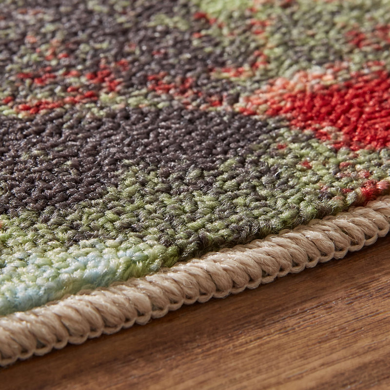 SantaCruz Floral Tufted Orange/Green Area Rug, Rectangle 7'6" x 10'