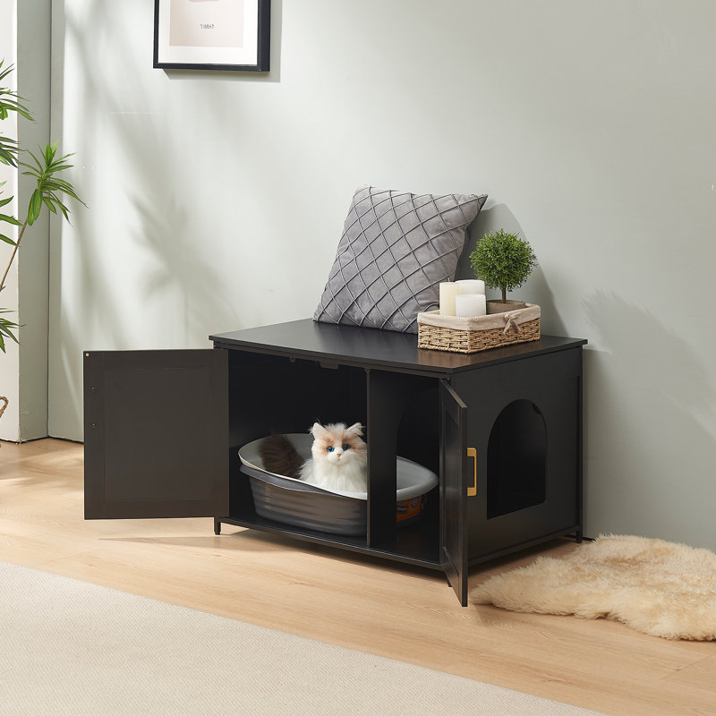 Azi Litter Box Enclosure, 21" H x 31.5" W x 21.7" D, Black