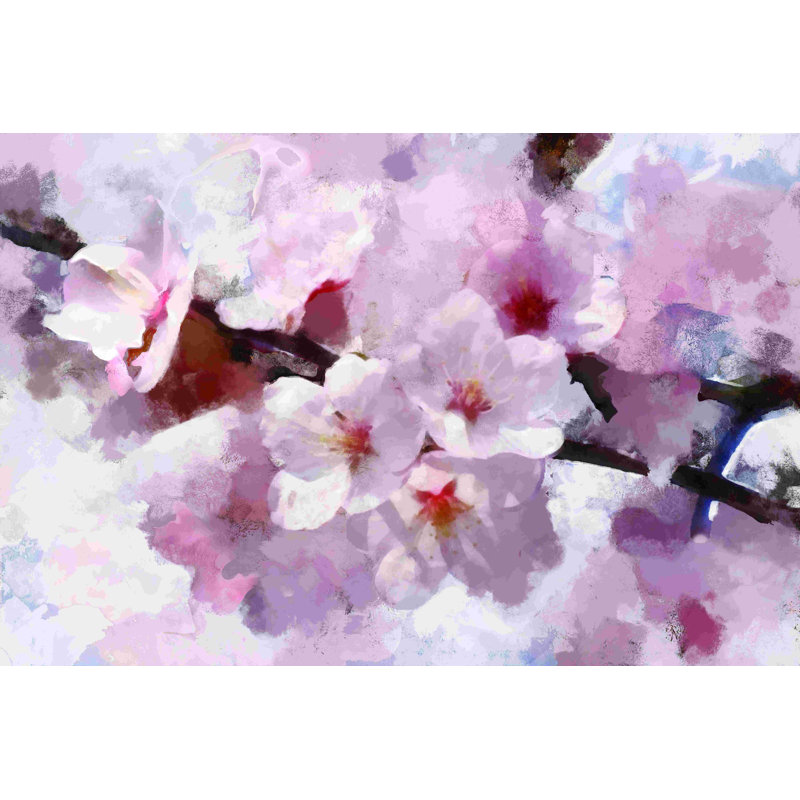 Fleurs de cerisier roses - peinture sur toile tendue, H 24 po x l 36 po