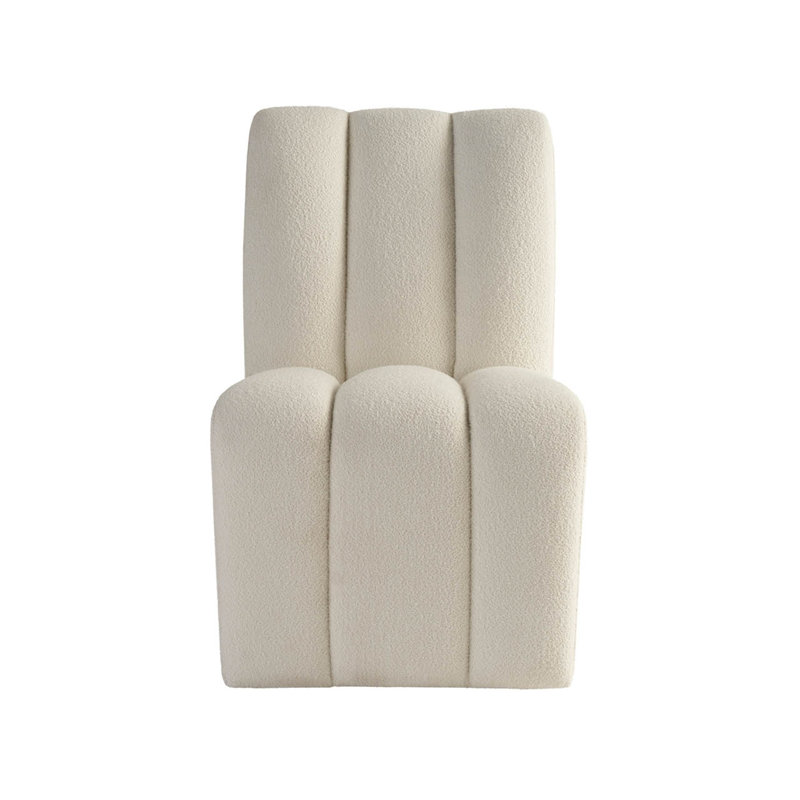 Ivory Upholstered Modern Side Chair with Tufted Design