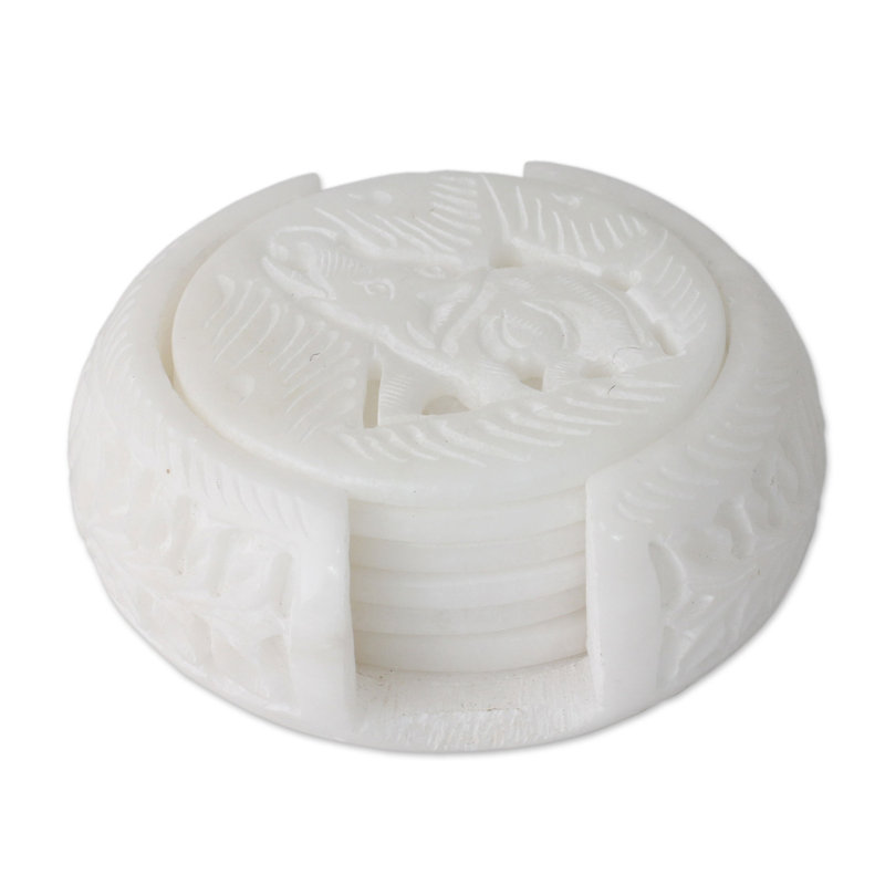 Ensemble de sous-verres indiens 7 pièces avec support Indian Elephant