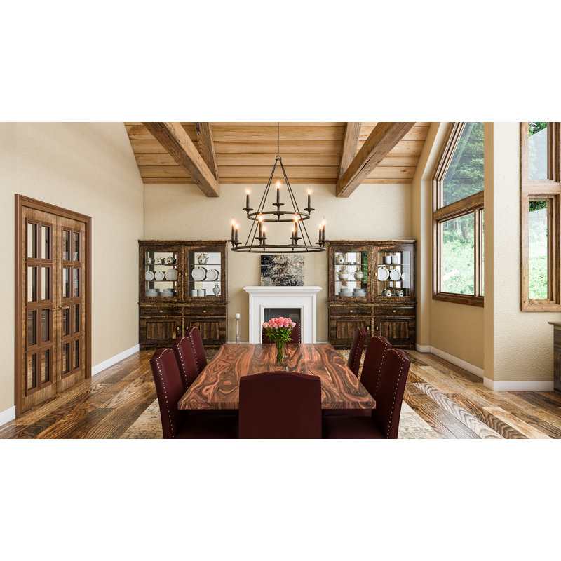 Eava 12 - Light Dimmable Wagon Wheel Chandelier