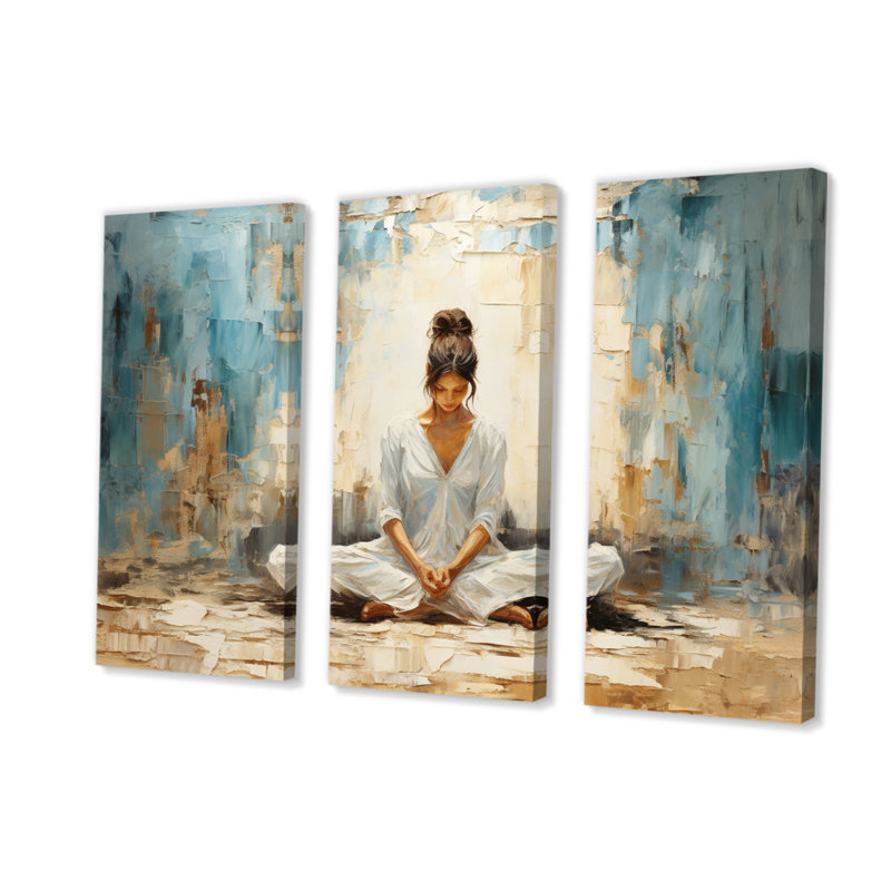 Yoga yoga sérénité sur toile, 3 pièces, H 28 po x l 36 po x P 1 po