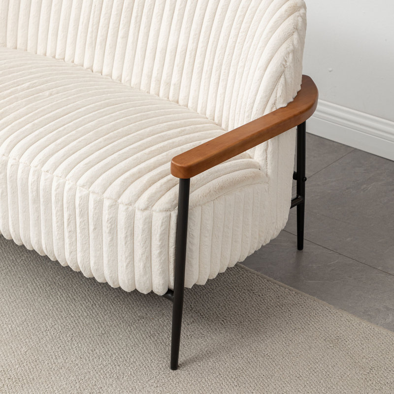 Canapé capitonné Megham avec pieds en fer, Beige