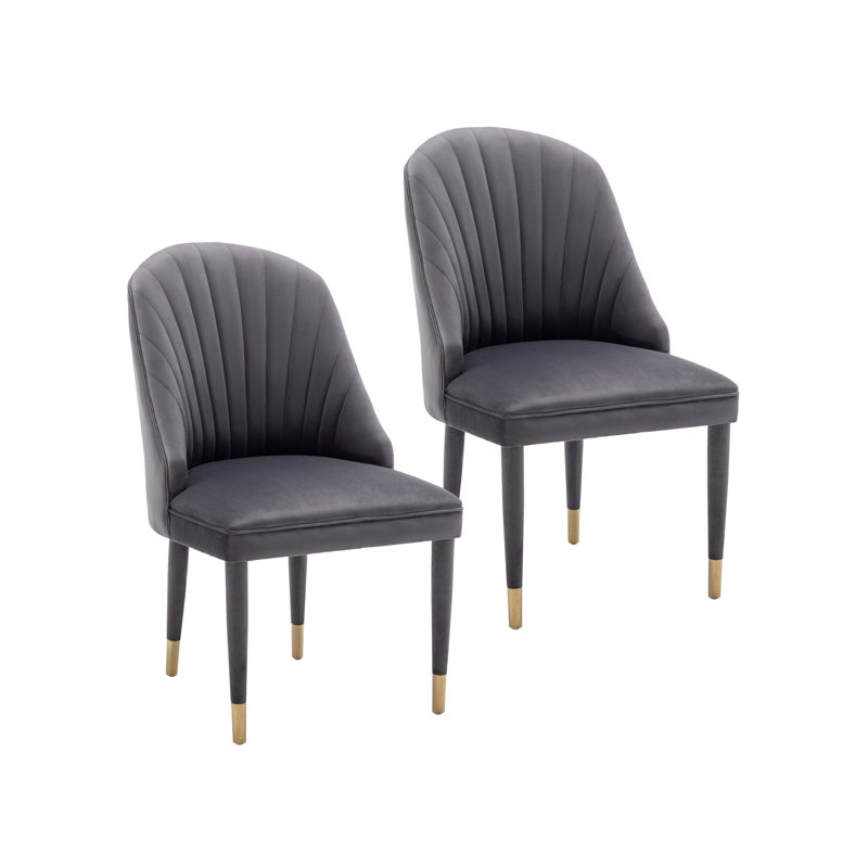 Chaise rembourrée en velours Sudie, gris