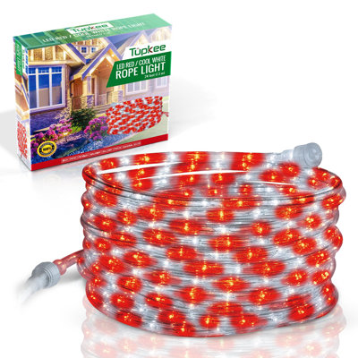  LED Rope Light Red & Cool White - For Indoor And Outdoor Use, 24 Feet (7.3 M) - 10MM Diameter - 144 LED Long Life Bulbs Rope Tube Lights