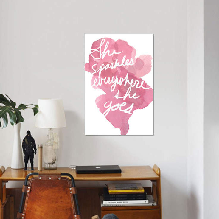 «Watercoulours Pink Type III» par PI Studio - reproduction d'art textuel sur toile tendue, H 12 po x l 8 po x P 0,75 po