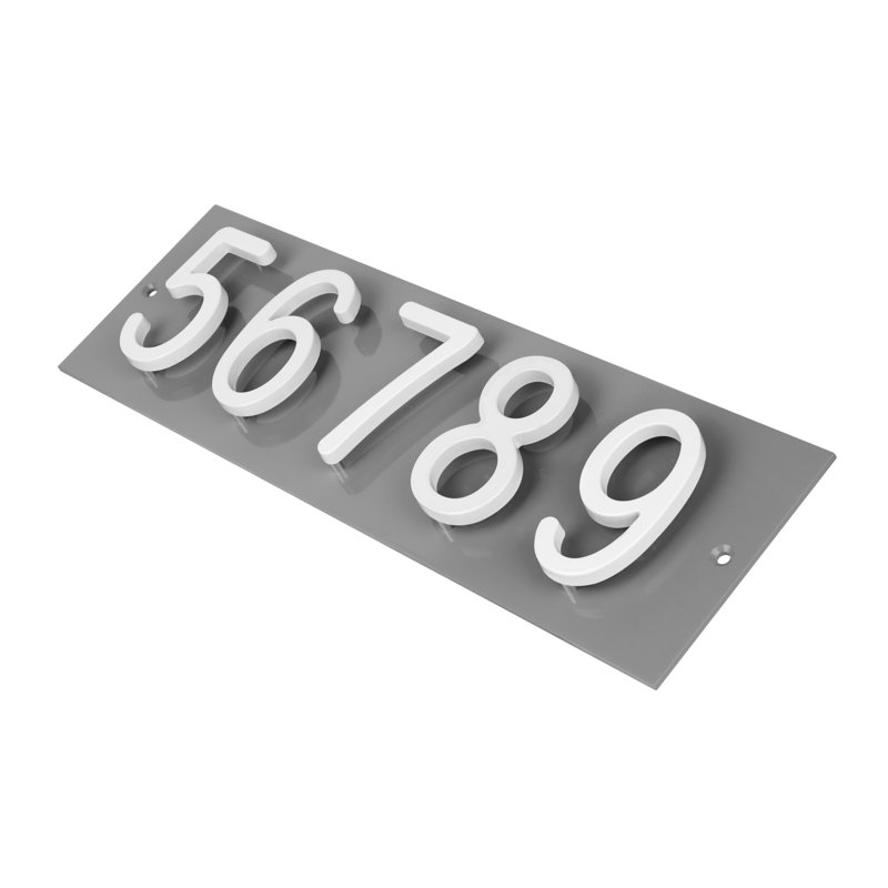Plaque d'adresse horizontale Amgo Floating Modern, Blanc, Gris, Oui