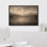 «Golden Night Lake with Mountains and Glowing Lights», reproduction d'art sur toile encadrée dans la chambre principale