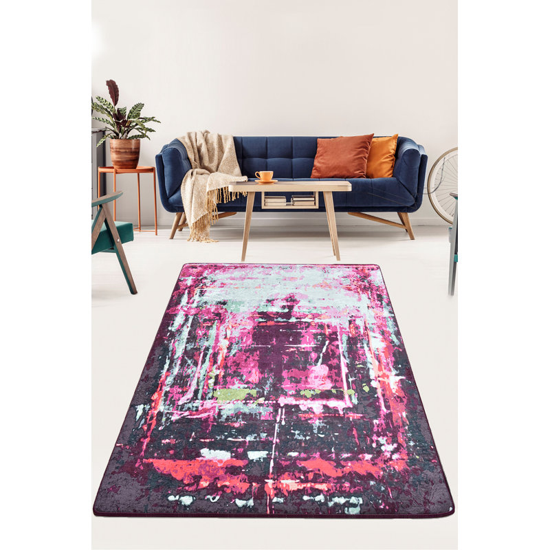 Tapis antidérapant de qualité supérieure, 100% polyester, 6,6 x 9,5 pieds, hauteur des poils de 0,4 po | Lavable à la machine, antibactérien, feutre à l'envers | Doux, durable, idéal pour le décor du salon et de la chambre à coucher, facile à nettoyer