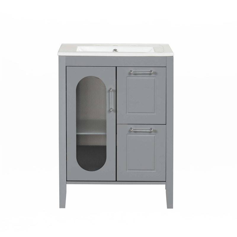 24" Bathroom Vanity With Sink, Gray