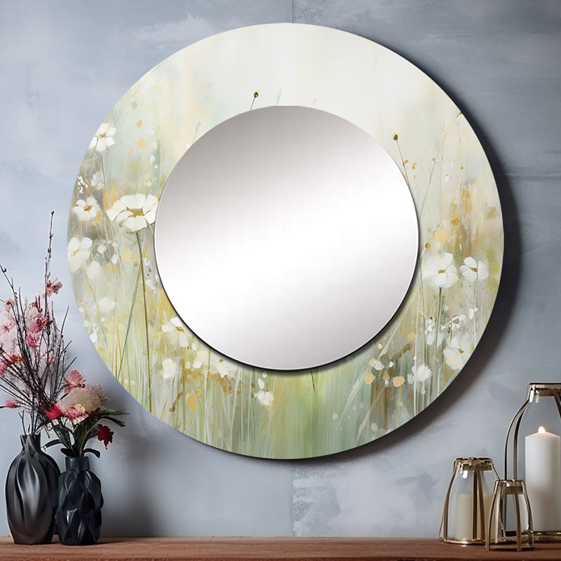 Miroir mural Panayiotis vert beige Serene Meadows II - Botanicals, 36 po x 36 po