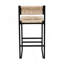 Ensemble de 2 tabourets de bar en papier tissé à la main avec repose-pieds pour îlot de cuisine, blanc crème-1848588701
