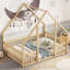 Lit double en bois en forme de maison avec clôture, garde-corps, naturel-1518076595-1518076592