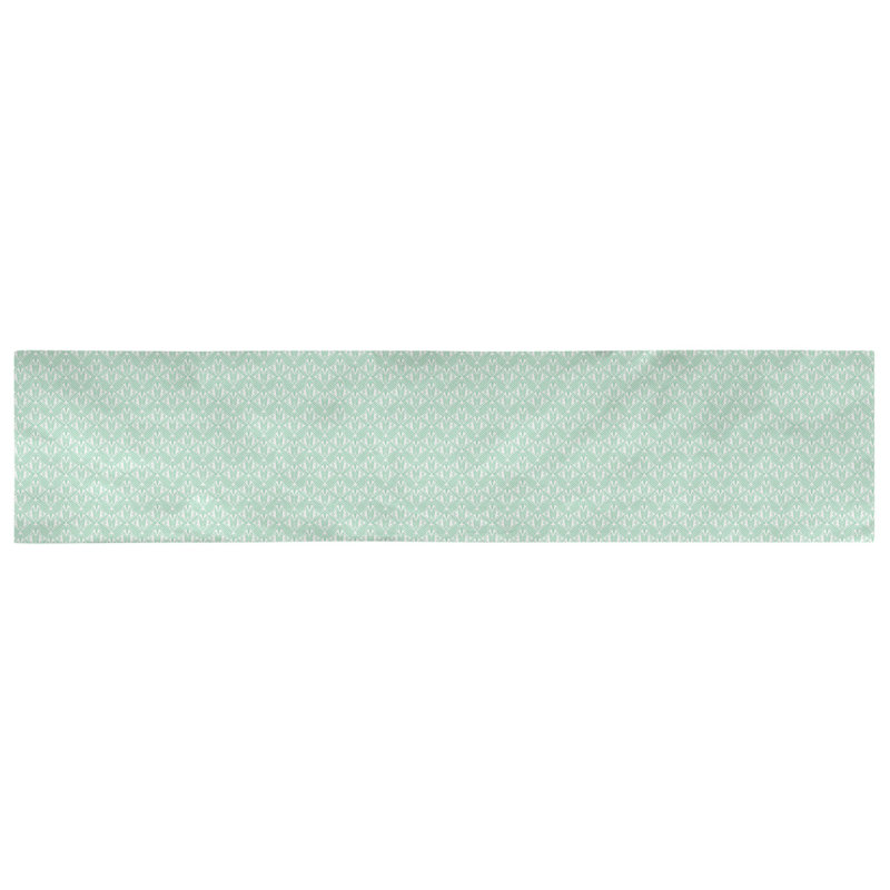 Chemin de table art déco Avicia, 90 po x 16 po, Vert menthe, Sergé de coton